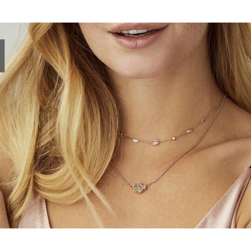 Kendra Scott Rhodium Platinum Drusy Tessa Necklace